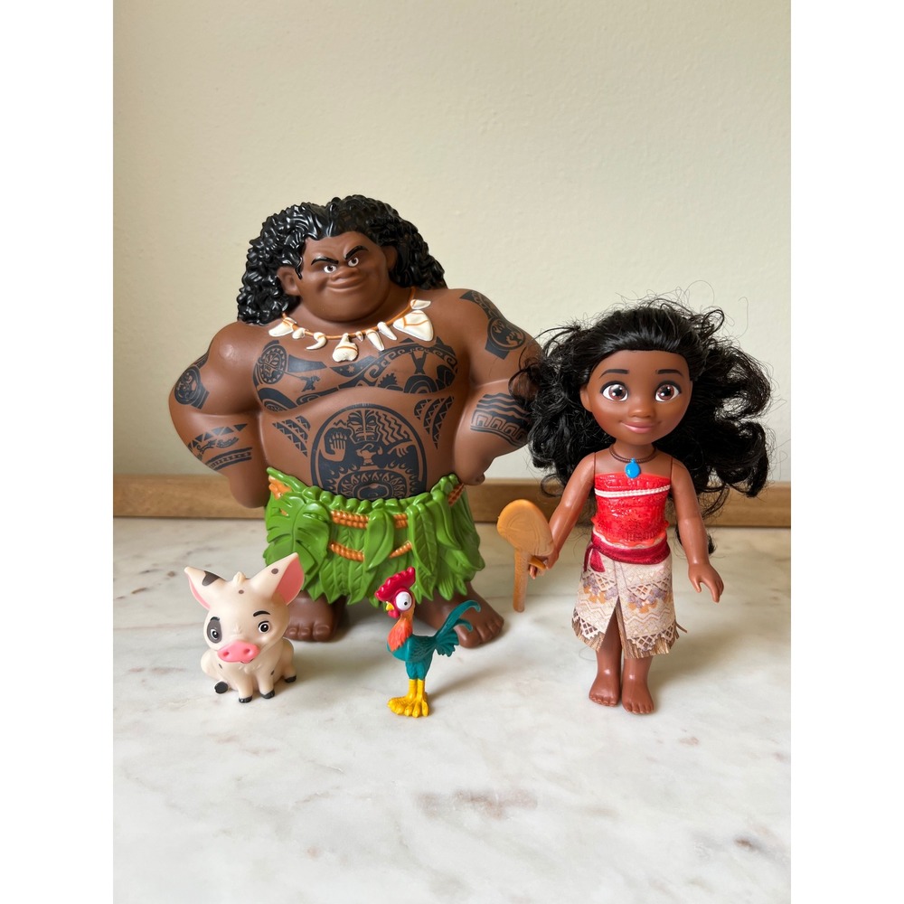 Disney Moana, Maui Action Figure Dolls with Pua and Hei Hei Toys